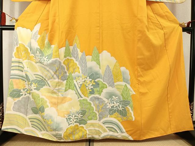 平和屋着物●訪問着 草花樹林文 暈し染め 正絹 逸品 AABK7862fy