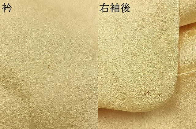 平和屋着物●上質な色無地 草花地紋 鳥の子色 鈴乃屋扱い 正絹 逸品 AABK7863fy