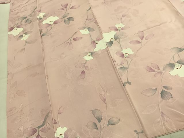 平和屋着物●上質な小紋 地紋起こし 手描き 草花文 正絹 逸品 AABK7869fy