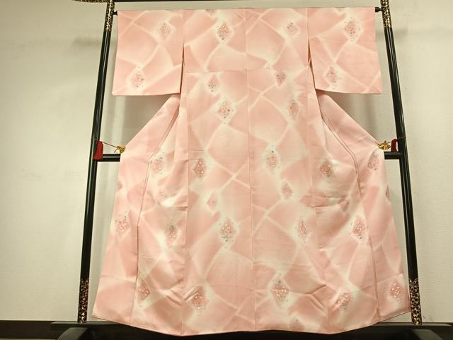 平和屋着物●上質な小紋 地紋起こし 吉祥花文 暈し染め 正絹 逸品 AABK7872fy