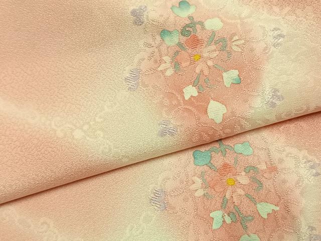平和屋着物●上質な小紋 地紋起こし 吉祥花文 暈し染め 正絹 逸品 AABK7872fy