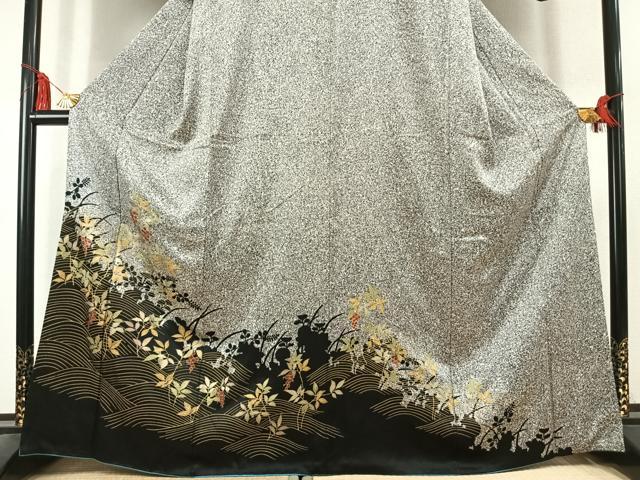 平和屋着物●訪問着 南天文 シルエット たたき染め 金彩 正絹 逸品 AABK7880fy