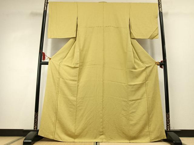 平和屋着物●上質な色無地 草花地紋 淡黄色 正絹 逸品 AABK7881fy