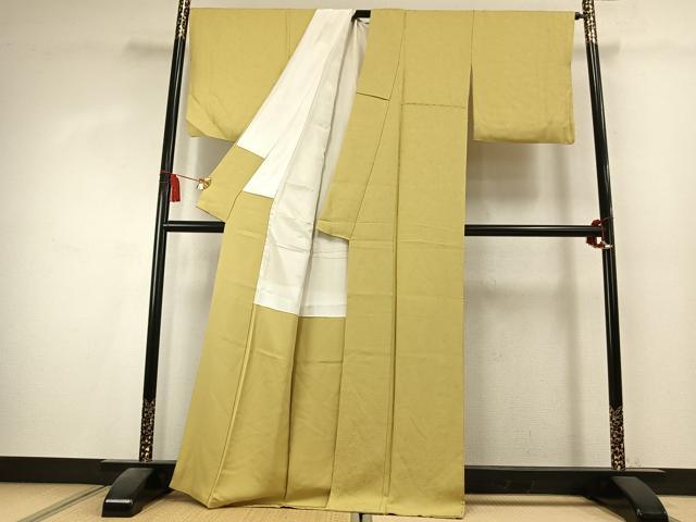 平和屋着物●上質な色無地 草花地紋 淡黄色 正絹 逸品 AABK7881fy
