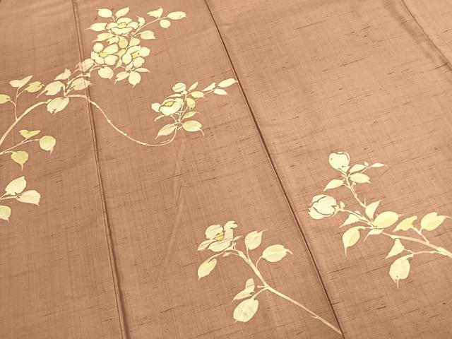 平和屋着物●訪問着 紬地 枝花文 ろうけつ染め 正絹 逸品 AABK7882fy