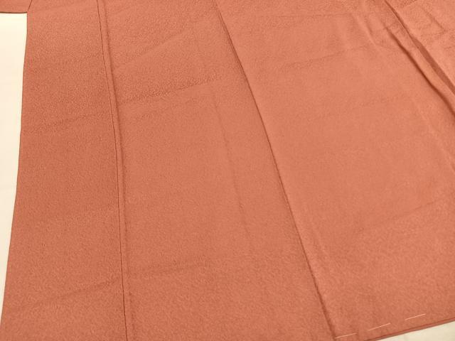 平和屋着物●上質な色無地 紋意匠 甚三紅色 正絹 逸品 未使用 AABK7887fy