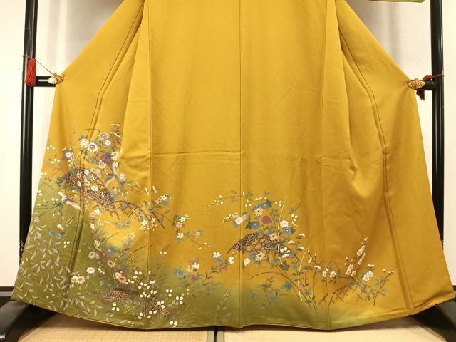 平和屋着物●訪問着 花鳥文 暈し染め 金彩 正絹 逸品 AABK7888fy