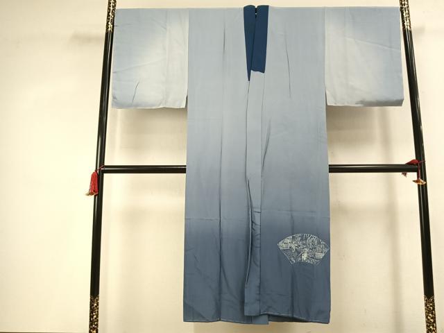 平和屋着物●男性 長襦袢 袷 手描き 鷹 暈し染め 金彩 正絹 逸品 AABK7890fy