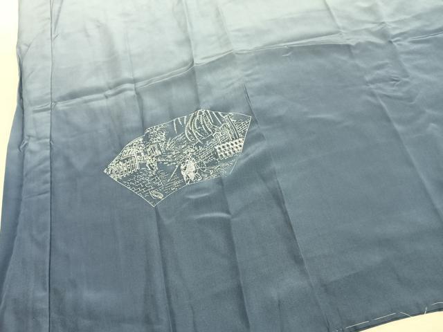 平和屋着物●男性 長襦袢 袷 手描き 鷹 暈し染め 金彩 正絹 逸品 AABK7890fy
