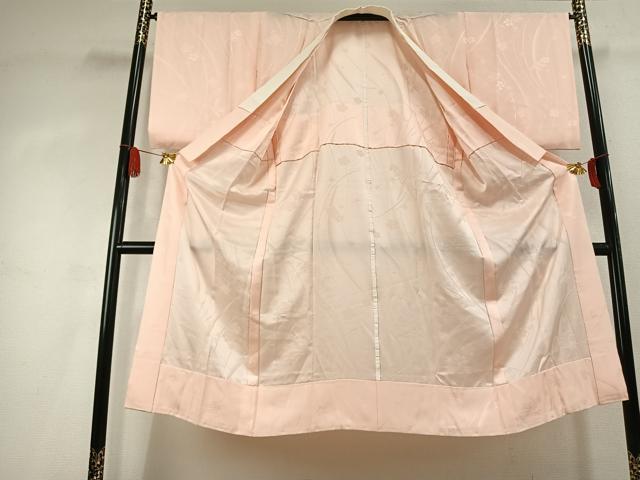 平和屋着物●長襦袢 無双仕立て 舞花地紋 洗柿色 正絹 逸品 AABK7891fy