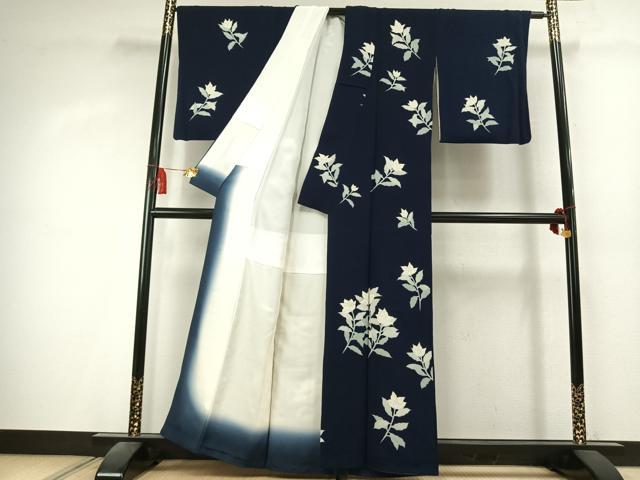 平和屋着物●訪問着 草花文 金彩 鬼しぼ縮緬 正絹 逸品 AABK7892fy