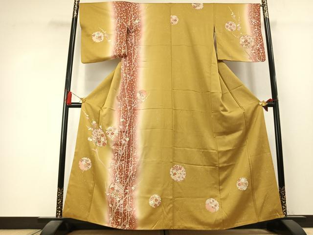 平和屋着物●訪問着 雪輪花文 暈し染め 金銀彩 正絹 逸品 AABK7901fy