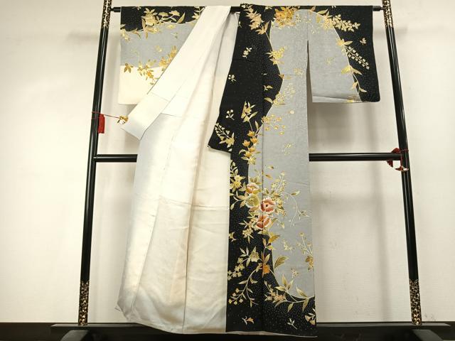 平和屋着物●訪問着 作家物 刺繍 草花文 金彩 正絹 逸品 AABK7902fy