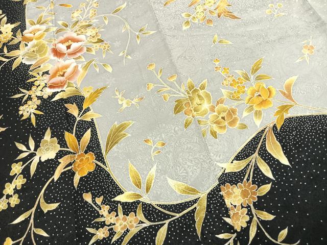 平和屋着物●訪問着 作家物 刺繍 草花文 金彩 正絹 逸品 AABK7902fy