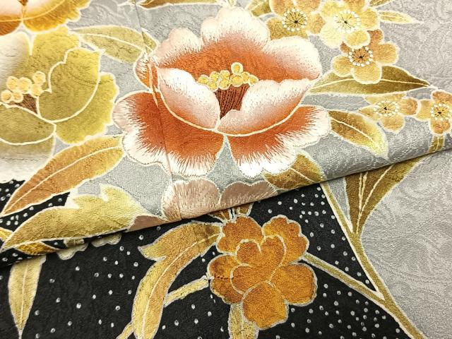 平和屋着物●訪問着 作家物 刺繍 草花文 金彩 正絹 逸品 AABK7902fy