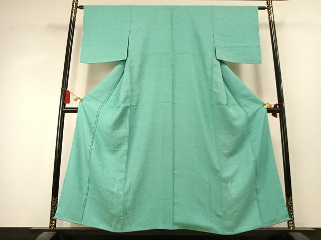 平和屋着物●上質な色無地 霞地紋 青磁色 正絹 逸品 AABK7905fy