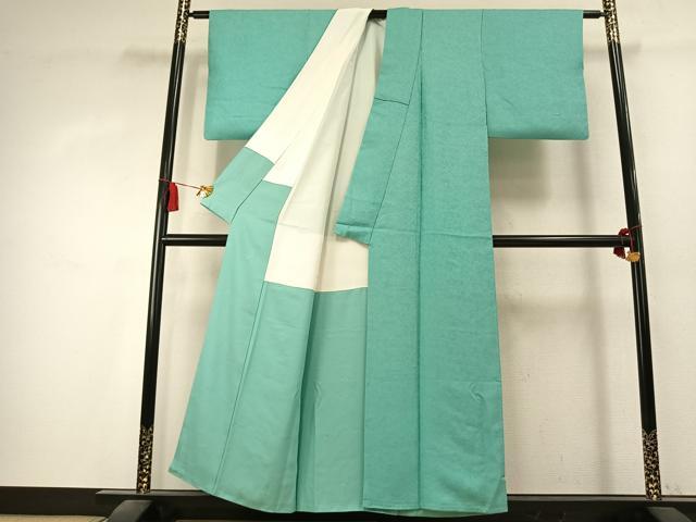 平和屋着物●上質な色無地 霞地紋 青磁色 正絹 逸品 AABK7905fy