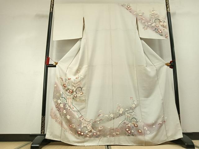 平和屋着物●訪問着 御所車花文 暈し染め 金銀彩 正絹 逸品 AABK7909fy