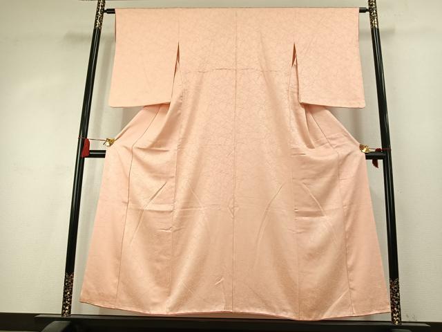 平和屋着物●上質な色無地 網目地紋 洗柿色 正絹 逸品 AABK7918fy
