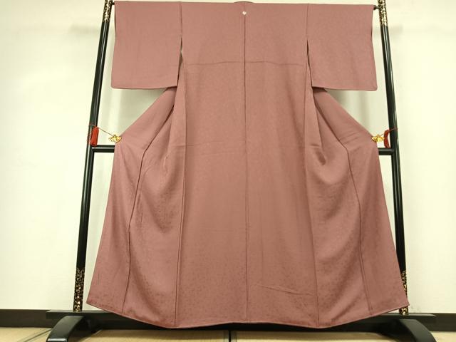 平和屋着物●上質な色無地 花唐草地紋 蘇芳香色 正絹 逸品 AABK7925fy
