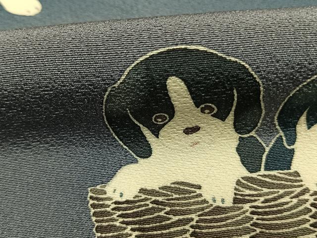 平和屋着物●訪問着 友禅 犬 暈し染め 正絹 逸品 未使用 AABK7927fy
