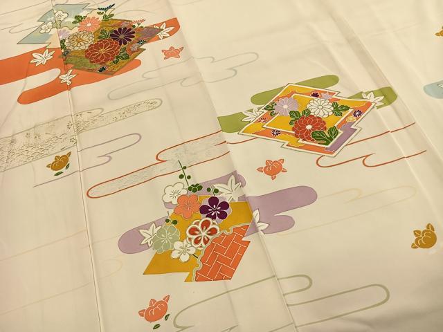 平和屋着物●訪問着 駒刺繍 草花文 金銀彩 正絹 逸品 AABK7938fy