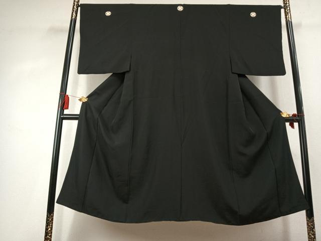 平和屋着物●男性 黒紋付 正絹 逸品 AABK7945fy
