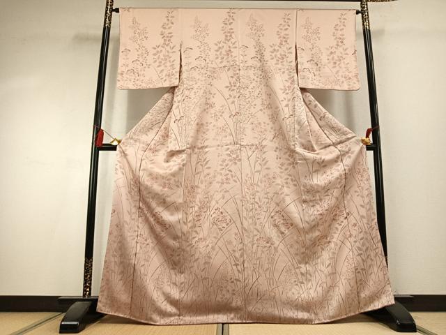 平和屋着物●訪問着 手描き 草花文 正絹 逸品 未使用 AABK7950fy