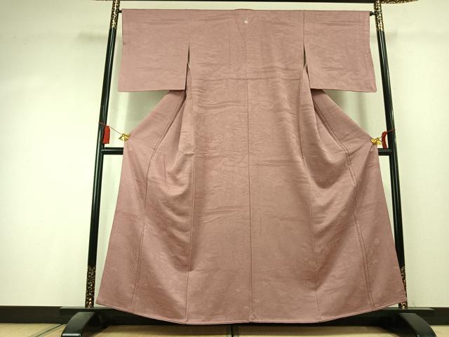 平和屋着物●上質な色無地 草花地紋 鴇浅葱色 正絹 逸品 AABK7955fy