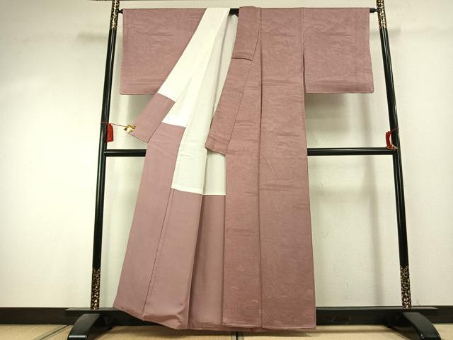平和屋着物●上質な色無地 草花地紋 鴇浅葱色 正絹 逸品 AABK7955fy