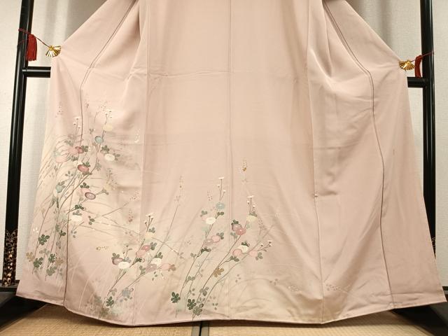 平和屋着物●訪問着 友禅 作家物 草花文 暈し染め 正絹 逸品 未使用 AABK7957fy