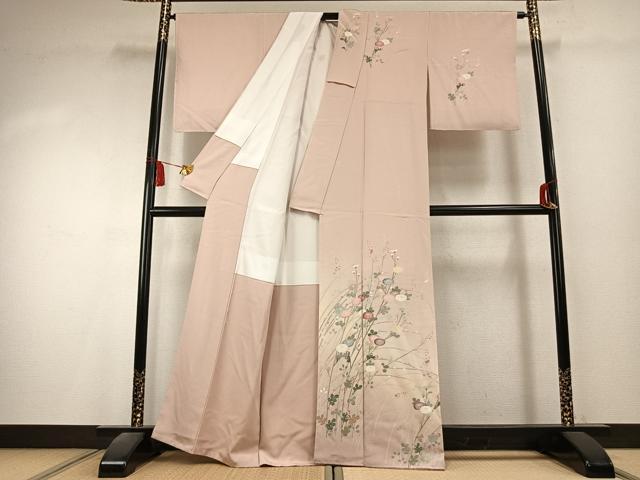 平和屋着物●訪問着 友禅 作家物 草花文 暈し染め 正絹 逸品 未使用 AABK7957fy