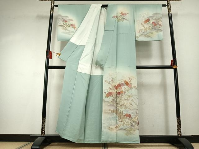 平和屋着物●訪問着 中国三大刺繍 スワトウ刺繍 汕頭刺繍 総刺繍 草花文 暈し染め 正絹 逸品 AABK7959fy