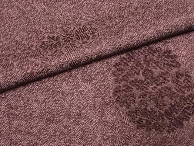 平和屋着物●訪問着 天鵞絨 ビロード 吉祥花文 似せ紫色 正絹 逸品 AABK7960fy