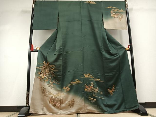 平和屋着物●訪問着 御所車花文 暈し染め 金彩 正絹 逸品 AABK7970fy