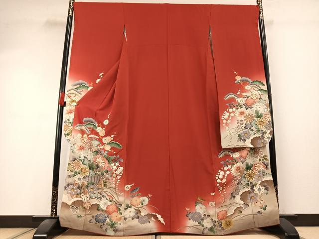 平和屋着物●豪華振袖 草花文 暈し染め 金彩 さが美扱い 正絹 逸品 AABK7971fy