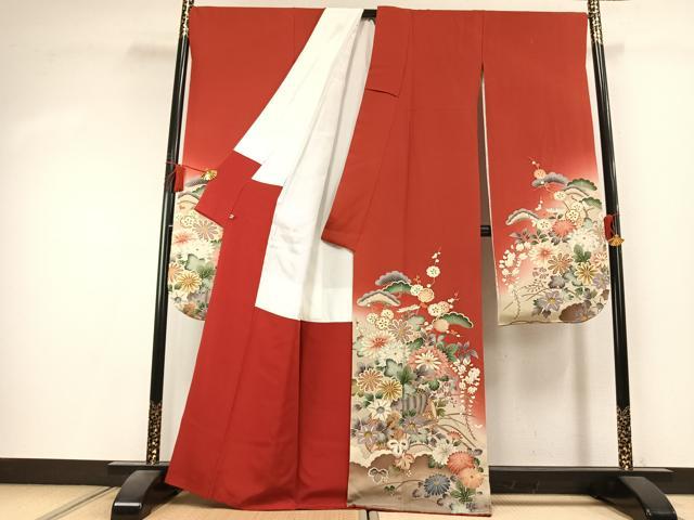 平和屋着物●豪華振袖 草花文 暈し染め 金彩 さが美扱い 正絹 逸品 AABK7971fy