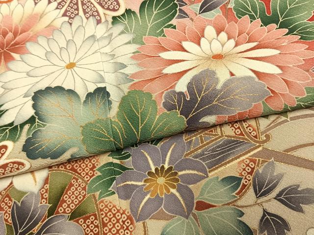 平和屋着物●豪華振袖 草花文 暈し染め 金彩 さが美扱い 正絹 逸品 AABK7971fy