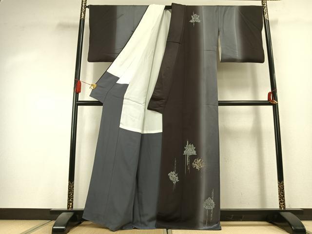 平和屋着物●金彩友禅 卓越技能者・名工・和田光正 訪問着 吉祥花文 暈し染め 銀彩 正絹 逸品 未使用 AABK7983fy