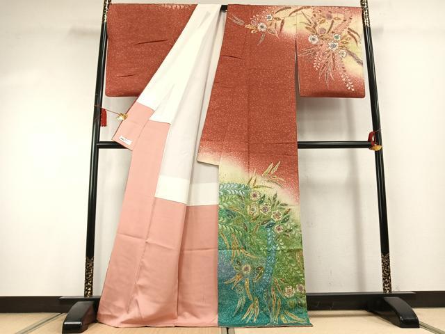 平和屋着物●吉乃一廉 幻の辻が花 訪問着 暈し染め 銀通し地 やまと誂製 ロング丈 正絹 逸品 AABK7985fy