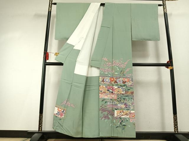 平和屋着物●本加賀友禅作家 三浦江子 色留袖 草花文 正絹 逸品 AABK7989fy