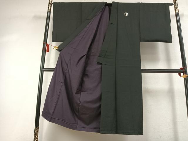 平和屋着物●男性 黒紋付 羽織セット 正絹 逸品 AABK7991fy