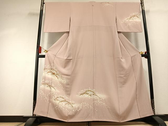 平和屋着物●訪問着 駒刺繍 草花文 暈し染め 金彩 正絹 逸品 AABK7996fy