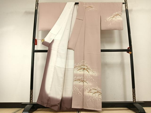 平和屋着物●訪問着 駒刺繍 草花文 暈し染め 金彩 正絹 逸品 AABK7996fy