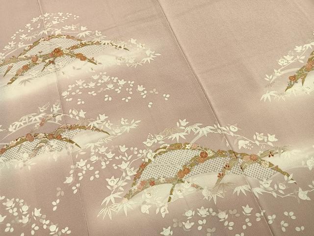 平和屋着物●訪問着 駒刺繍 草花文 暈し染め 金彩 正絹 逸品 AABK7996fy