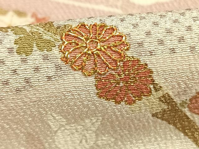 平和屋着物●訪問着 駒刺繍 草花文 暈し染め 金彩 正絹 逸品 AABK7996fy