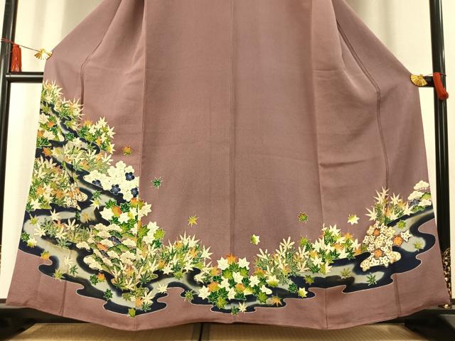 平和屋着物●浦野理一 金彩友禅 色留袖 松竹梅 暈し染め 鬼しぼ縮緬 正絹 逸品 AABK8009fy