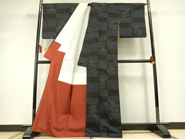 平和屋着物●本場大島紬 9マルキ 貝桶花文 正絹 逸品 AABK8020fy
