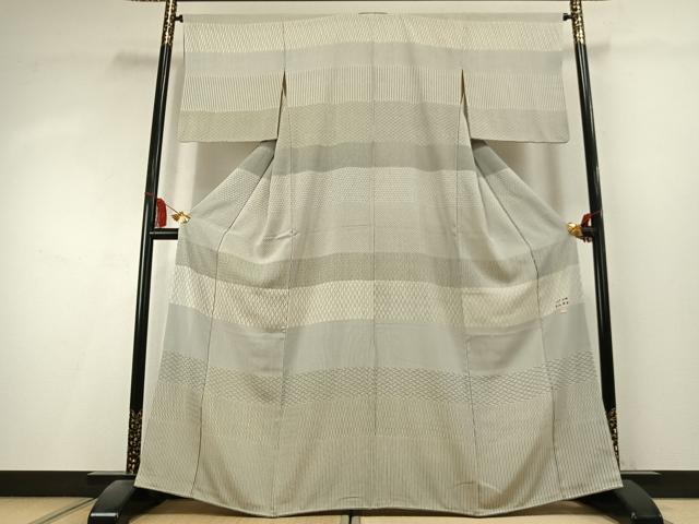 平和屋着物●寺山存男 江戸小紋 訪問着 横段文 正絹 逸品 AABK8022fy