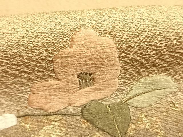 平和屋着物●訪問着 刺繍 草花文 暈し染め 金糸 金彩 やまと誂製 正絹 逸品 AABK8026fy